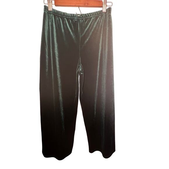 Hot Gal Women's Size S Velvet Emerald Green Wide Leg Elastic Waist Gaucho Pant - Picture 3 of 9